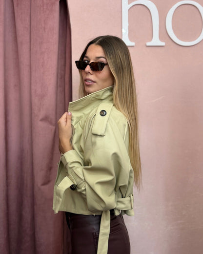 Trench crop ecocuero beige