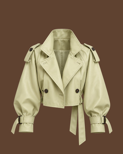 Trench crop ecocuero beige