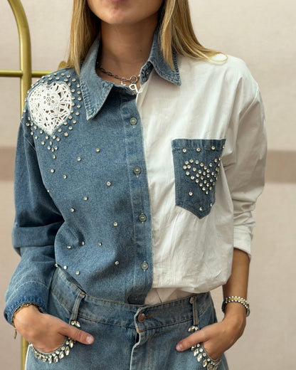 Camisa DENIM/WHITE brillos