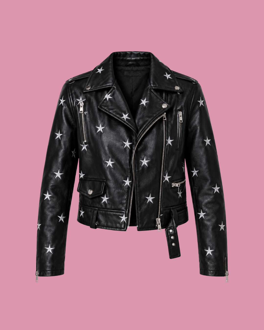 Chaqueta ecocuero stars black