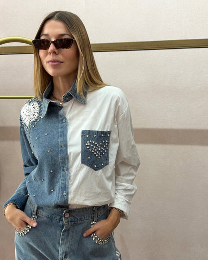 Camisa DENIM/WHITE brillos