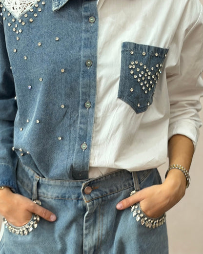 Camisa DENIM/WHITE brillos