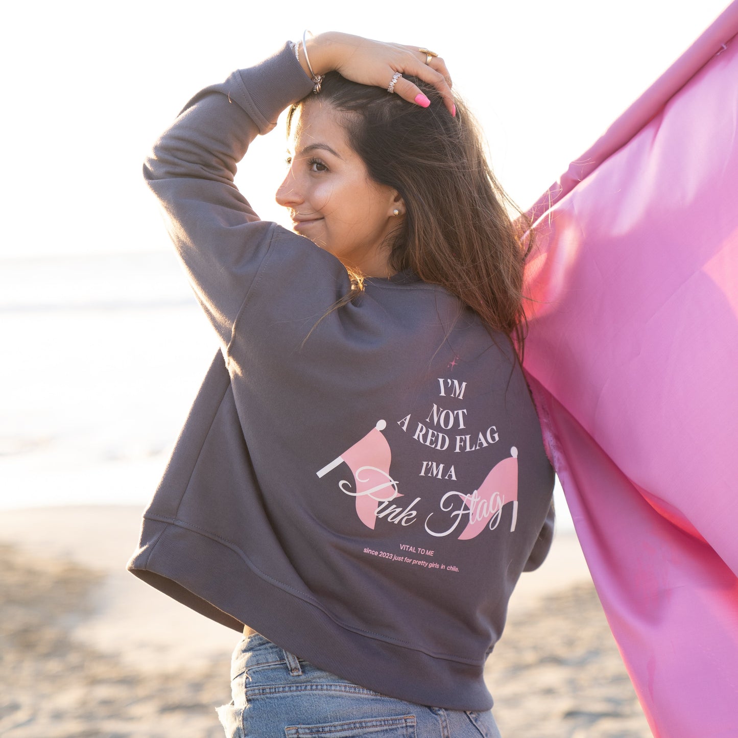 Poleron Vital Oversize Gris